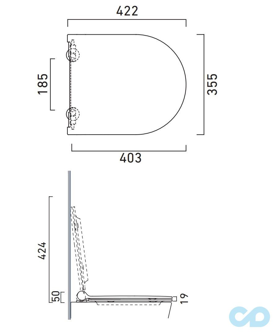 креслення Сидіння з кришкою для унітазу Catalano Zero 5V45STP00