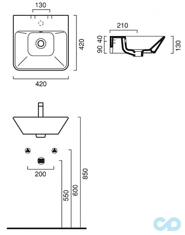 раковина catalano proiezioni 142pr00 размеры
