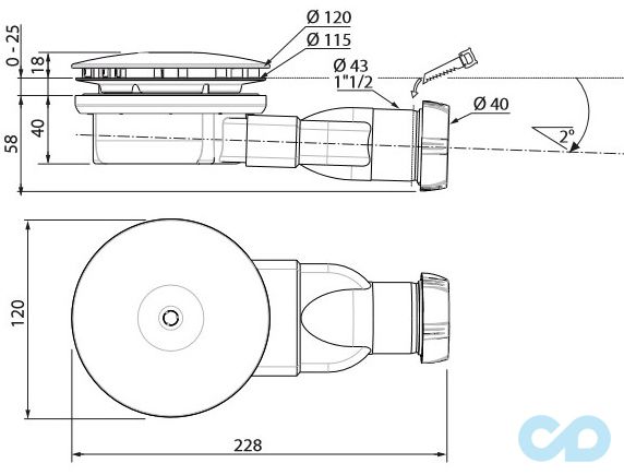 креслення Сифон Radaway R400 SLIM