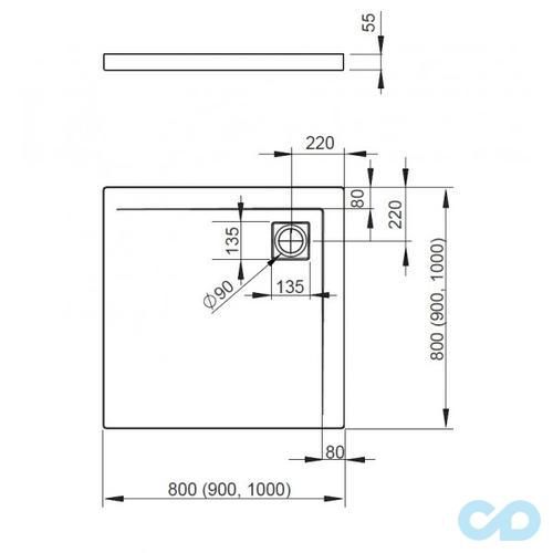 чертеж Поддон Radaway Argos C 90 4AC99-01
