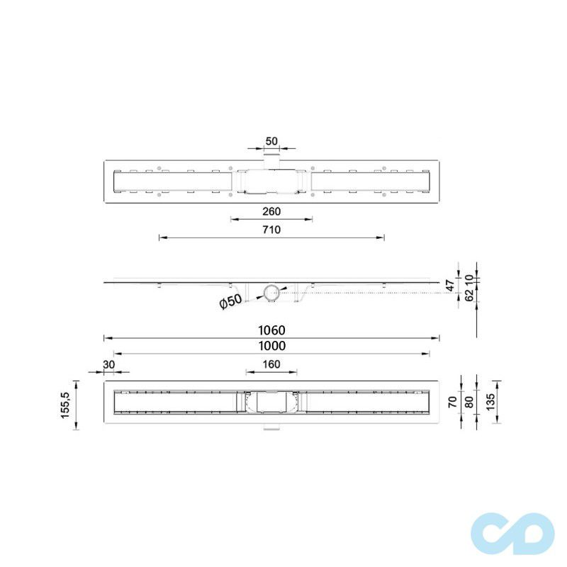 креслення Душовий канал Styron STY-B-100