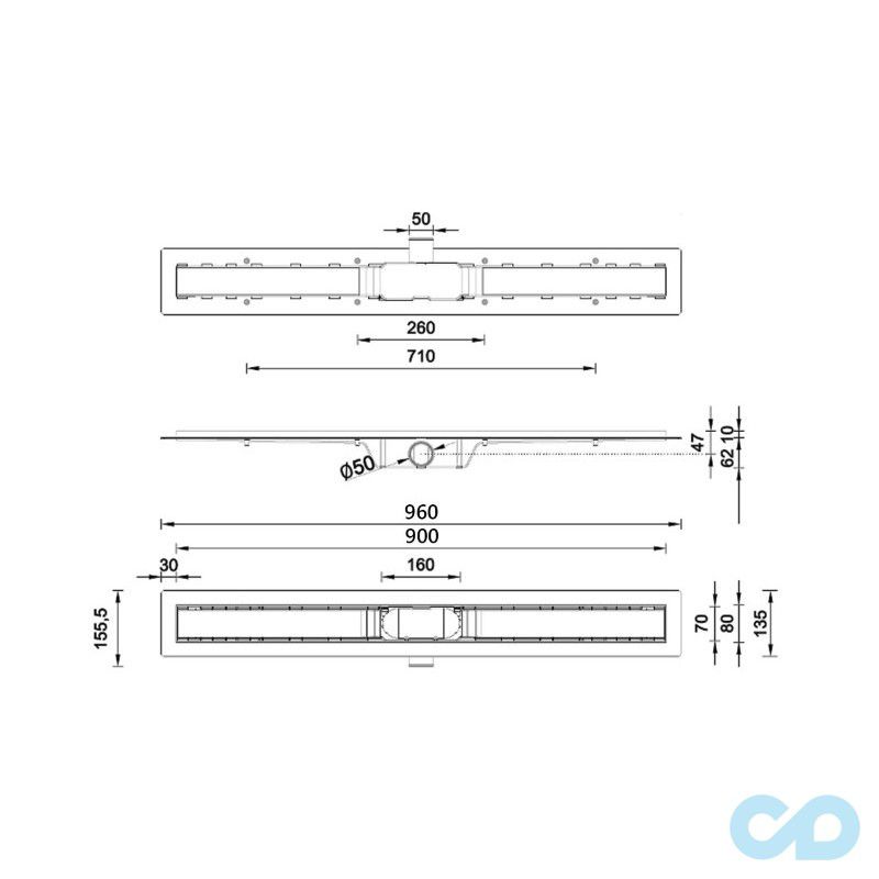 чертеж Душевой канал Styron STY-M-90