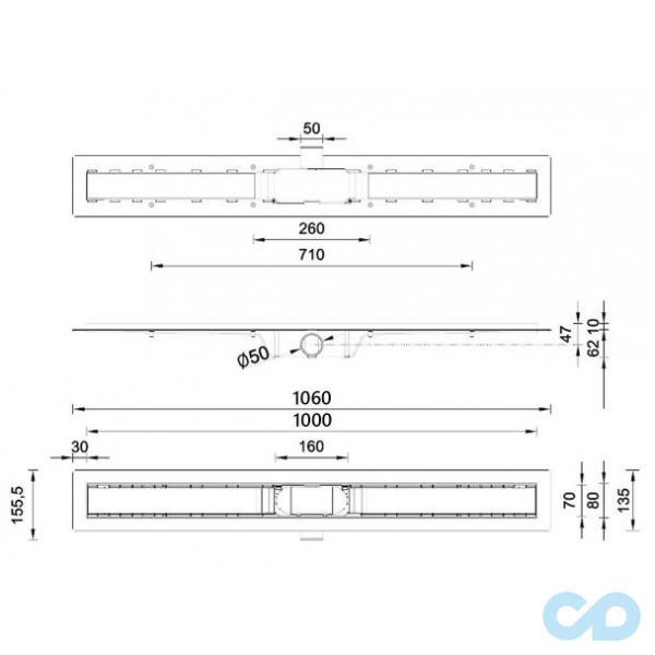 креслення Душовий канал Styron STY-F-100