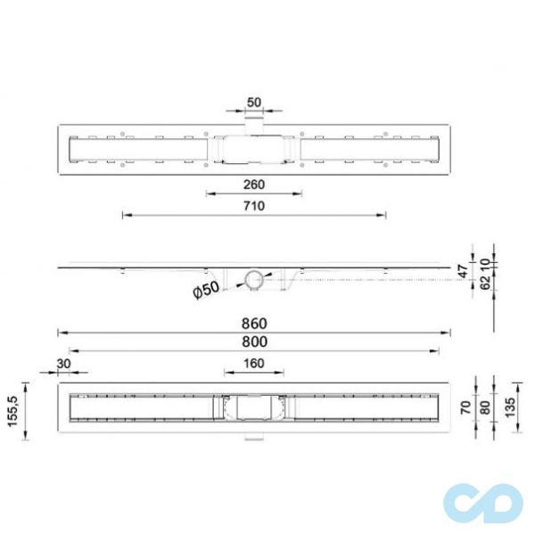 креслення Душовий канал Styron STY-G3-80