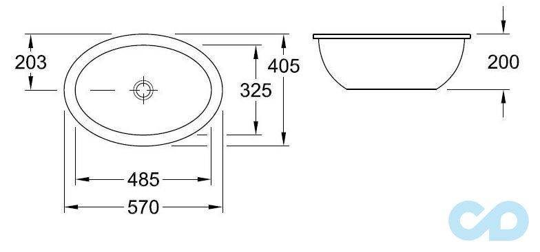 раковина вбудована villeroy & boch loop & friends 616120 розміри
