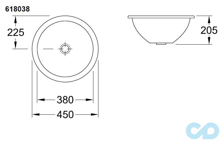 раковина встраиваемая villeroy & boch loop&friends 618038 размеры