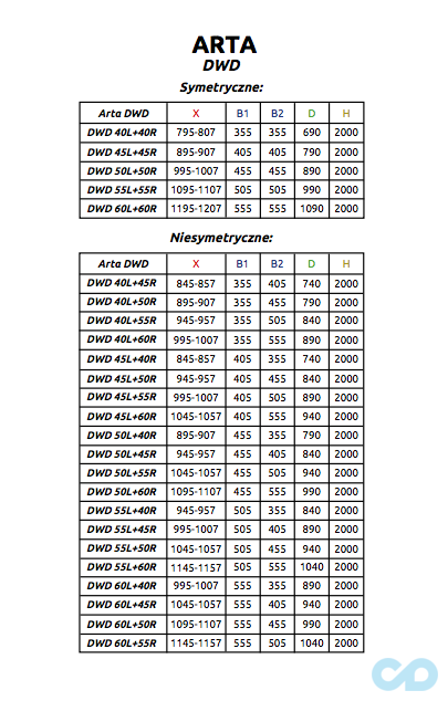 креслення Душові двері Radaway Arta DWD 60 права 386034-03-01R