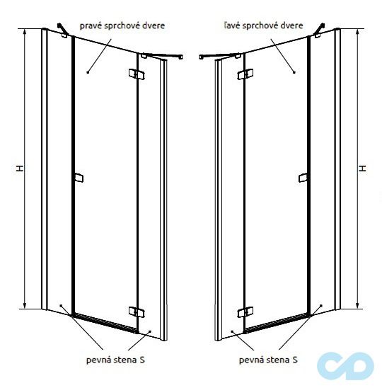 технічна схема Душові двері Radaway Fuenta New DWJS 120 права 384031-01-01R