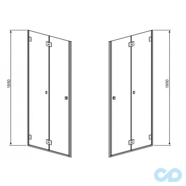 технічна схема Душові двері Radaway Carena DWB 70 права 34582-01-08NR