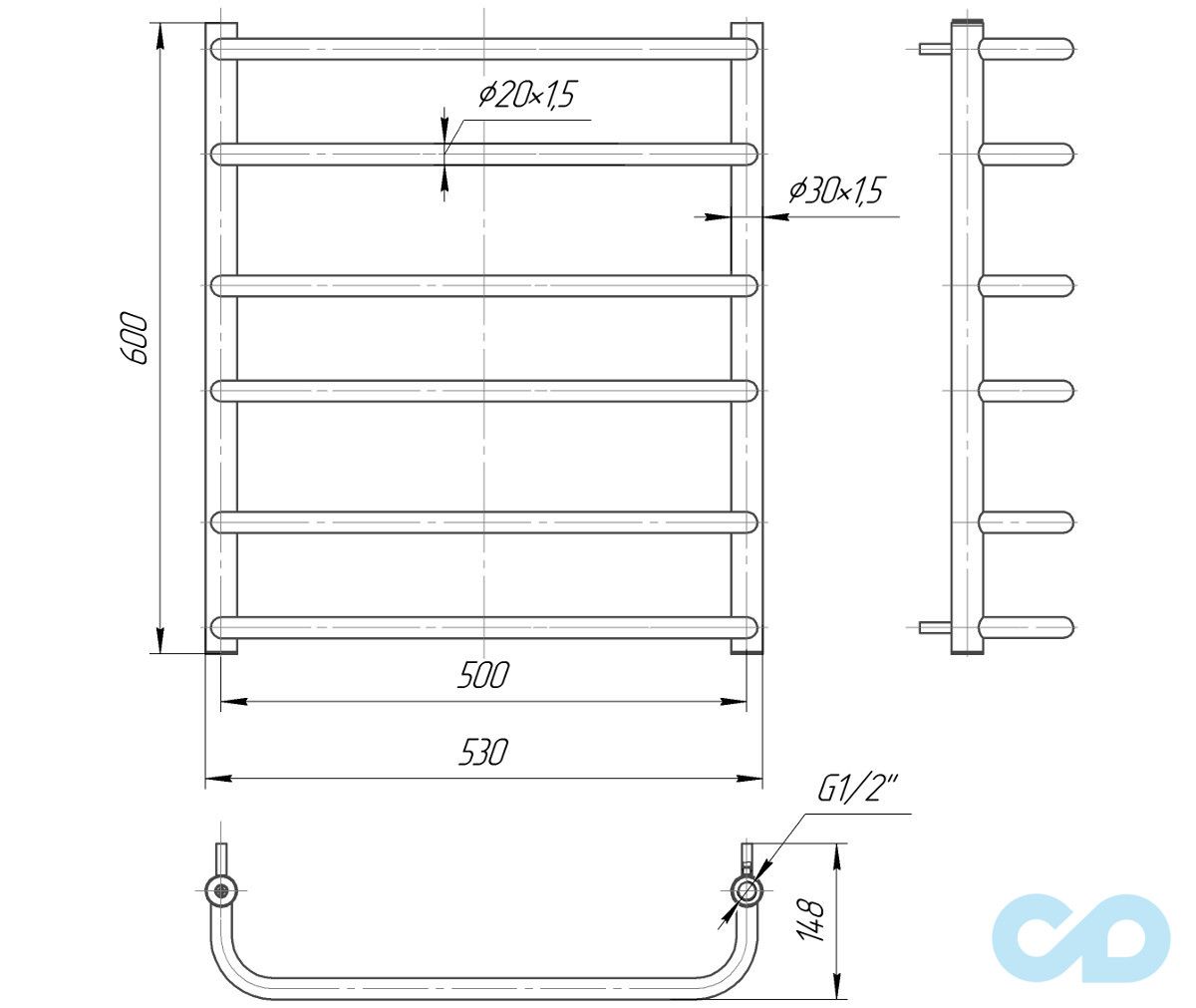 креслення для рушників водяна Mario Стандарт 600x530/500 (4820111350391