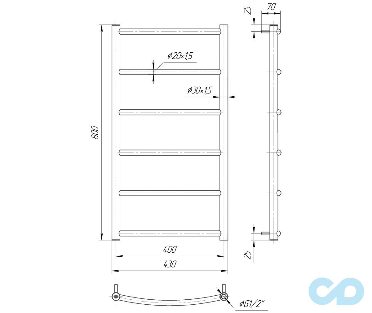 креслення для рушників водяна Mario Класик HP 800x430/400 (4820111351374