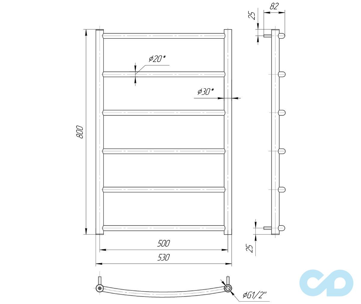 креслення для рушників водяна Mario Класик HP 800x530/500 (4820111351381