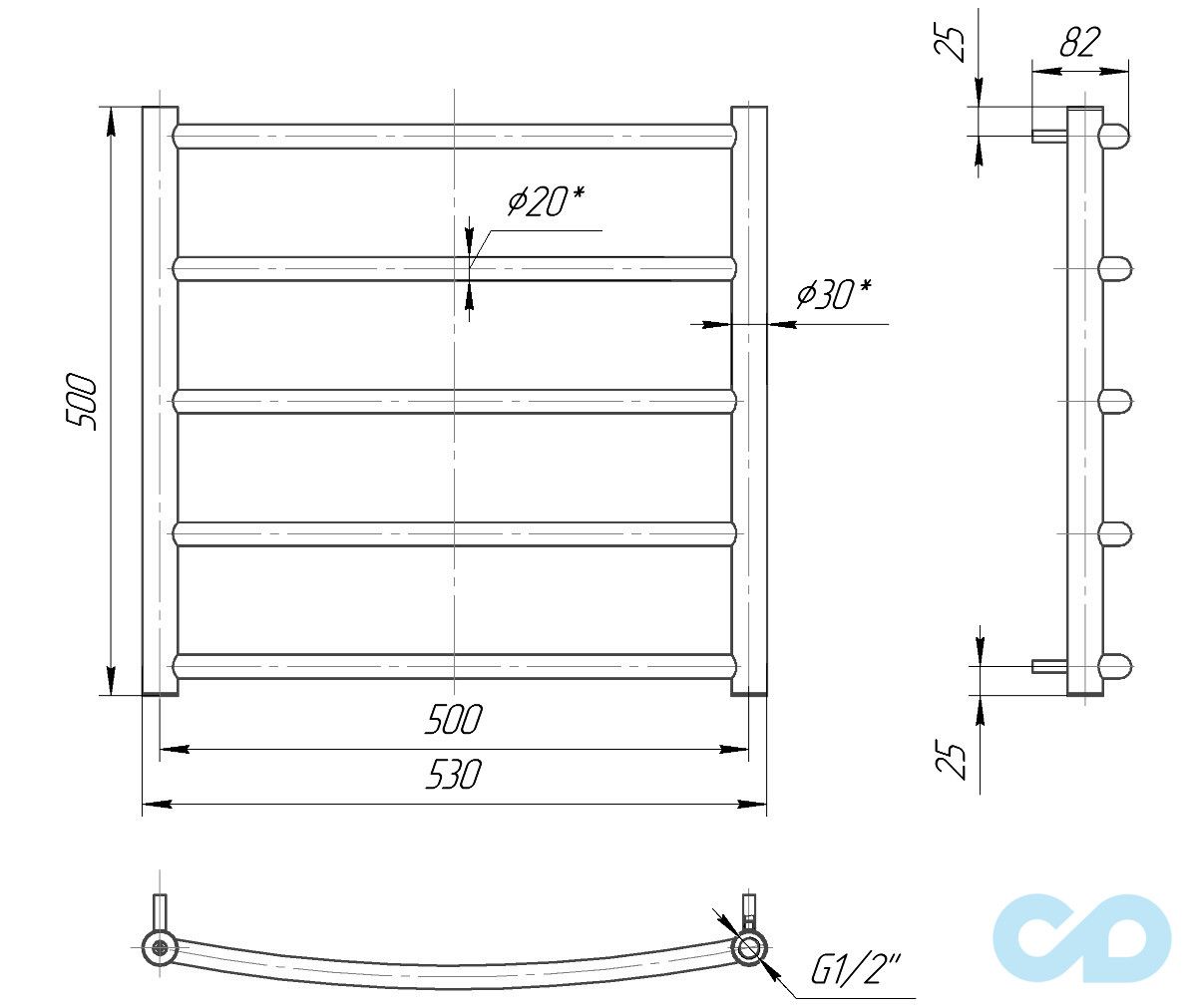 креслення для рушників водяна Mario Класик 500x530/500 (4820111350278