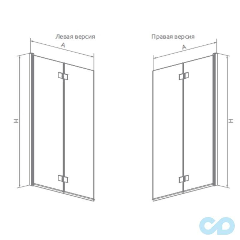 технічна схема Шторки на ванну Radaway Essenza New PND 100 праві (207210-01R