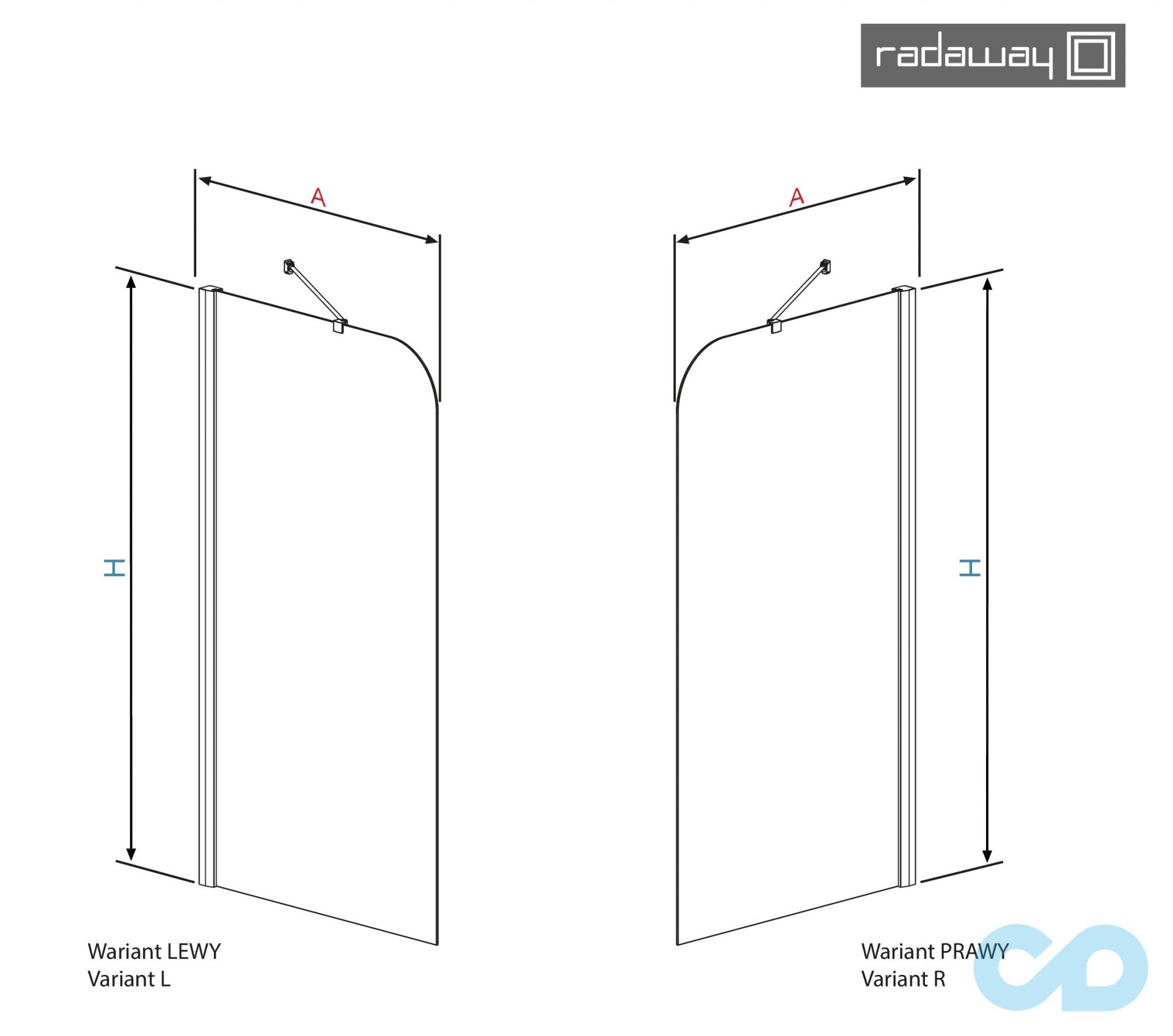 техническая схема Шторка для ванны Radaway Torrenta PNJ 80 правая (201101-105NR) графит