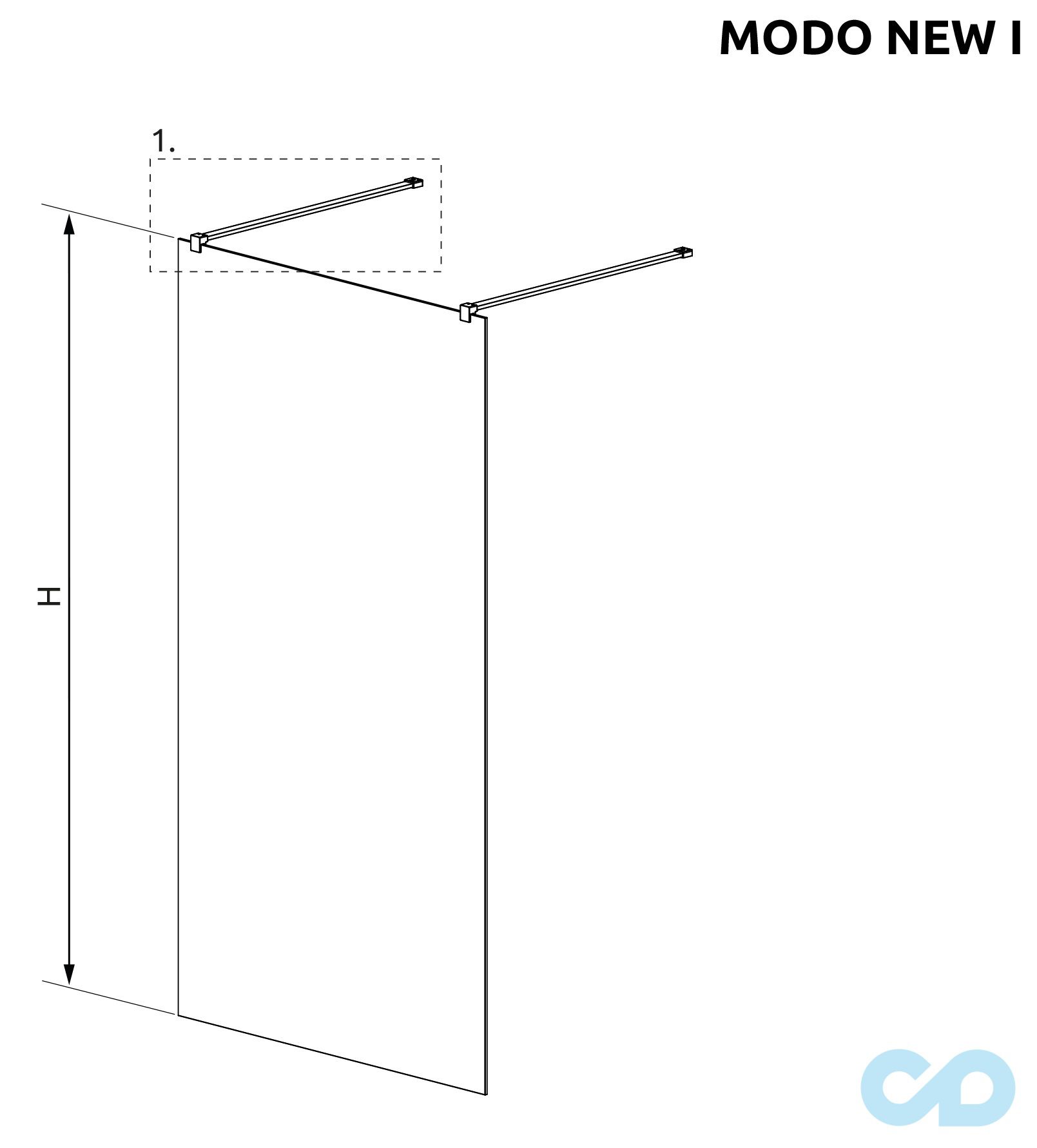 технічна схема Душова кабіна Radaway Modo New I 160 (388164-01-01