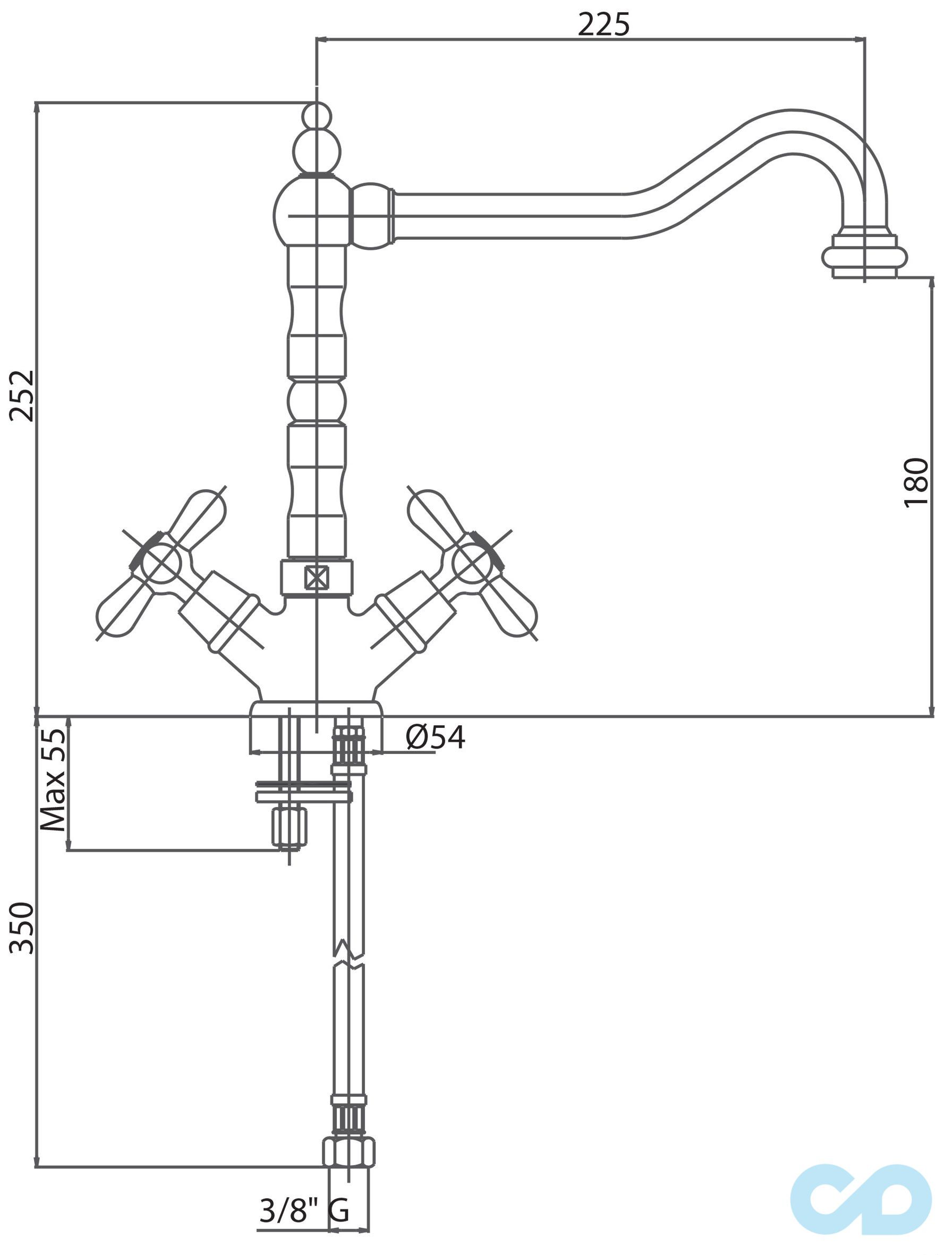 розмір кухонний змішувач bianchi old fashion (lvmolf757olfavot