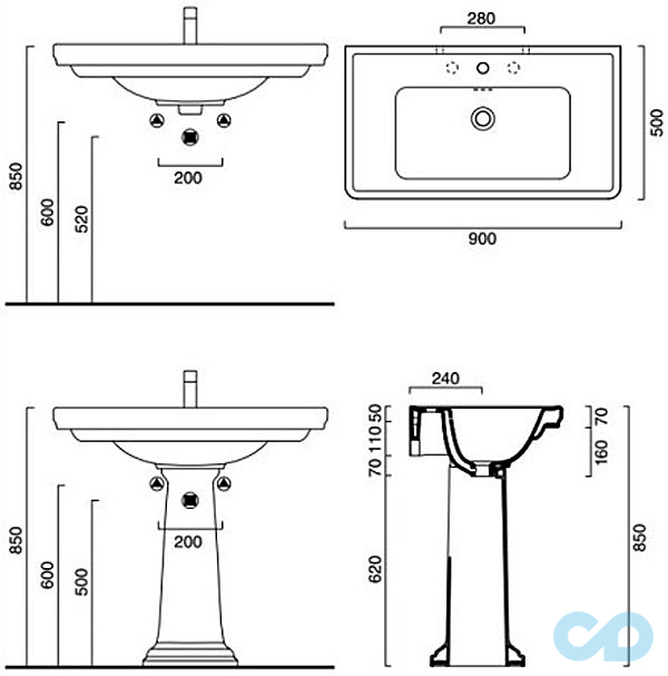 раковина catalano canova royal 190cv00 розміри