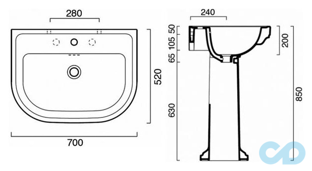 розміри раковина catalano canova royal 170cv00