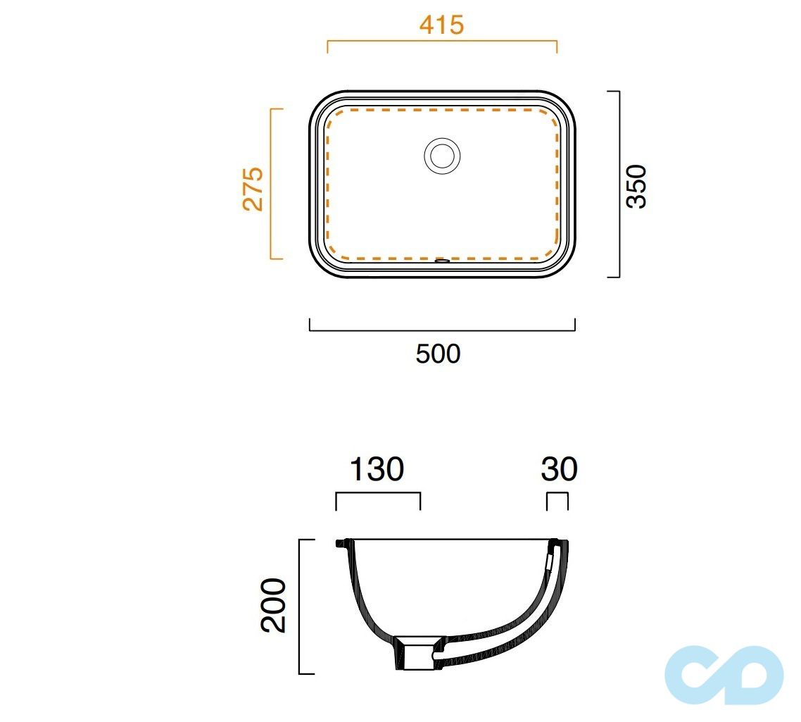 розміри раковина вбудована catalano canova royal 1s5ocn00