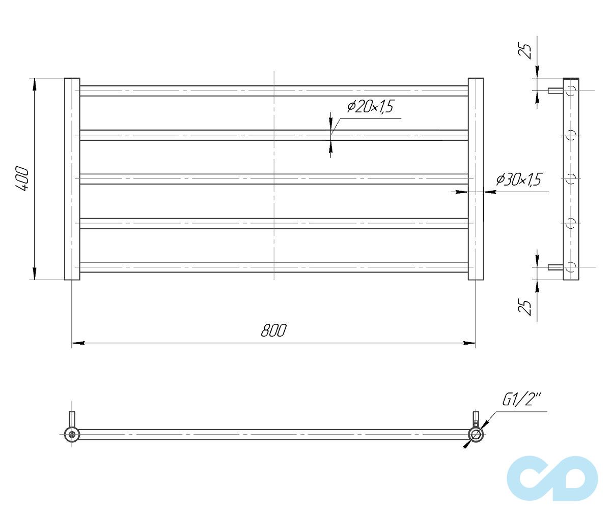 креслення для рушників водяна Mario Класик Сіті 400x830/800 (4820111354504