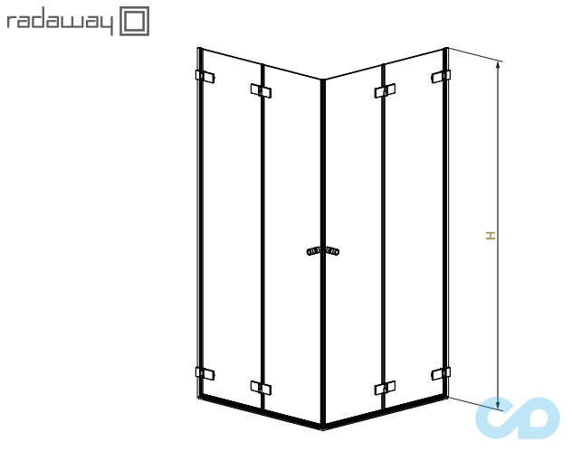 технічна схема Душова кабіна Radaway Arta KDD B 100x80 c подвійними дверима (386162-03-01L + 386160-03-01R