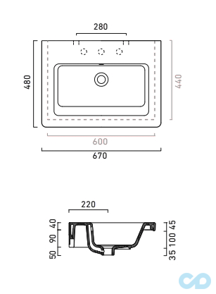 розміри раковина catalano new light 167li00