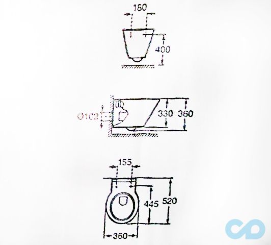 креслення Інсталяція Geberit Duofix з унітазом Roca Volta A34VH18000
