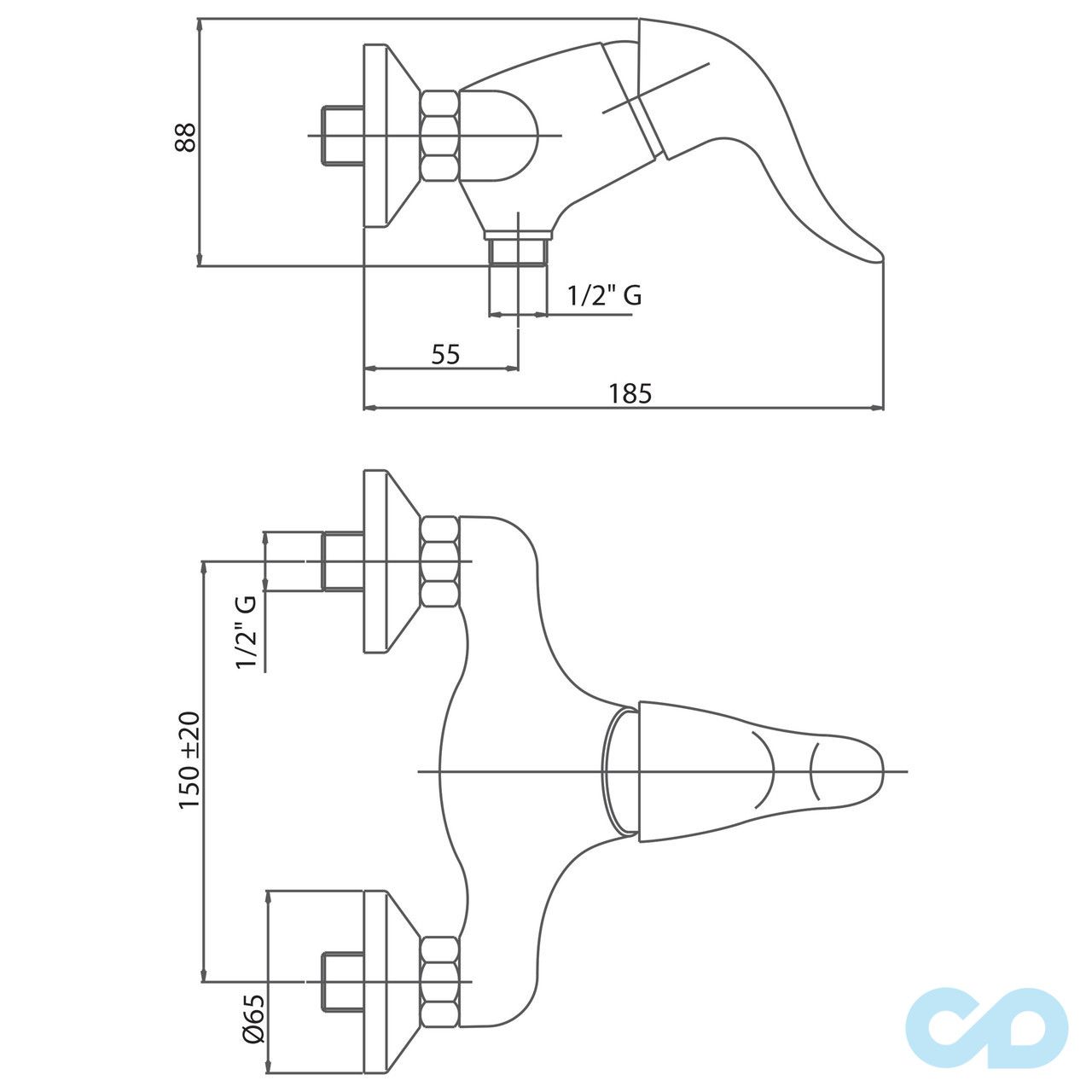 розмір змішувач для душа bianchi aladino esdald2005skcrm
