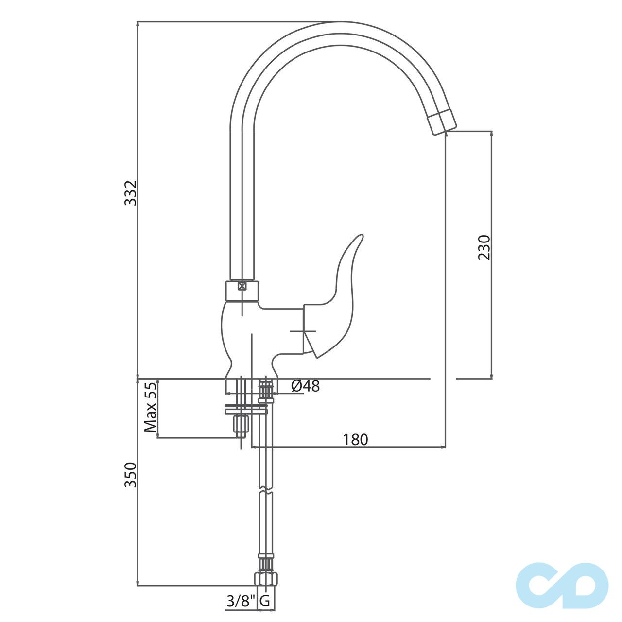 розмір кухонний змішувач bianchi aladino lvmald2001aldcrm