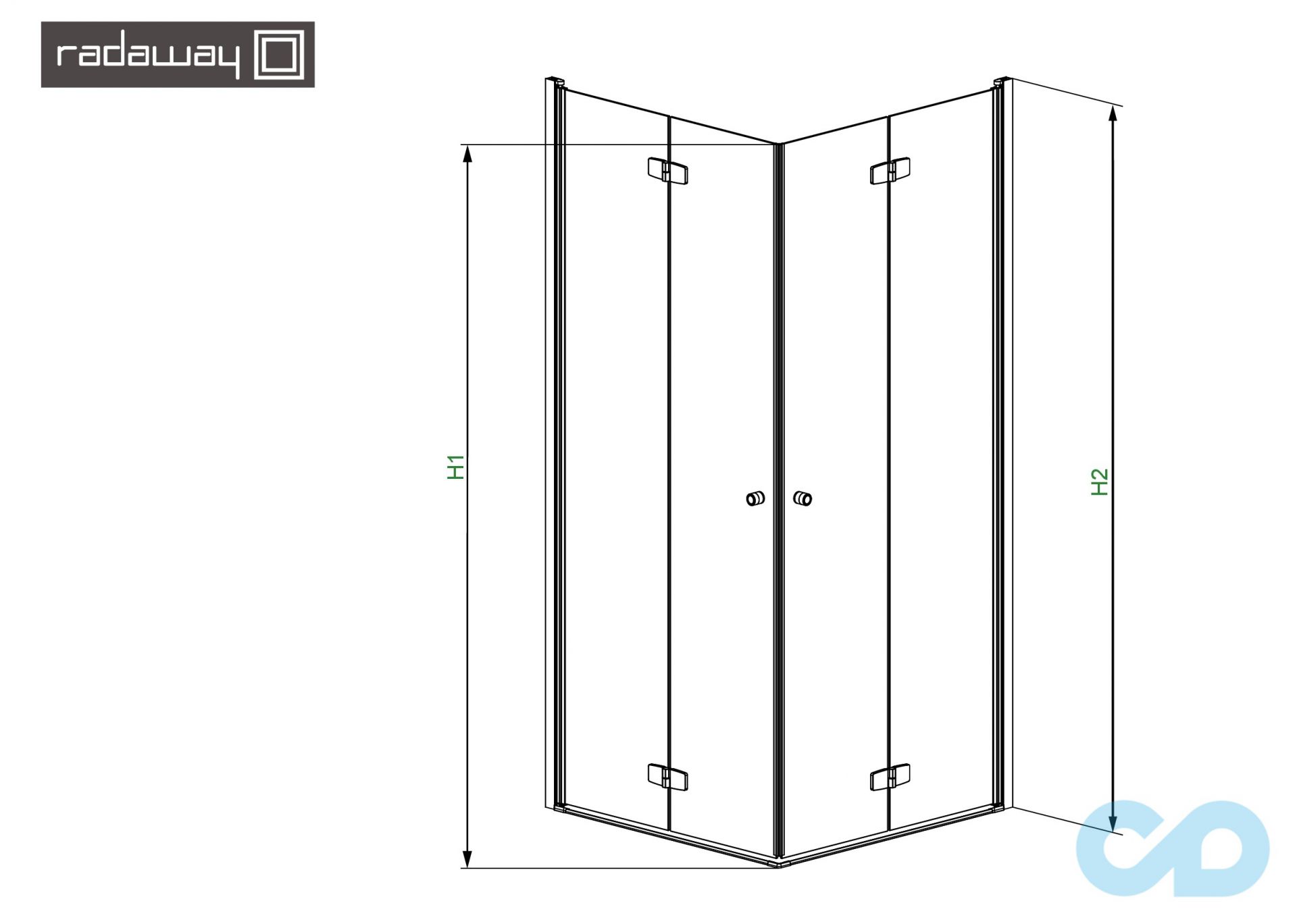 технічна схема Душова кабіна Radaway Fuenta New KDD 90x90 (384060-01-01L + 384060-01-01R