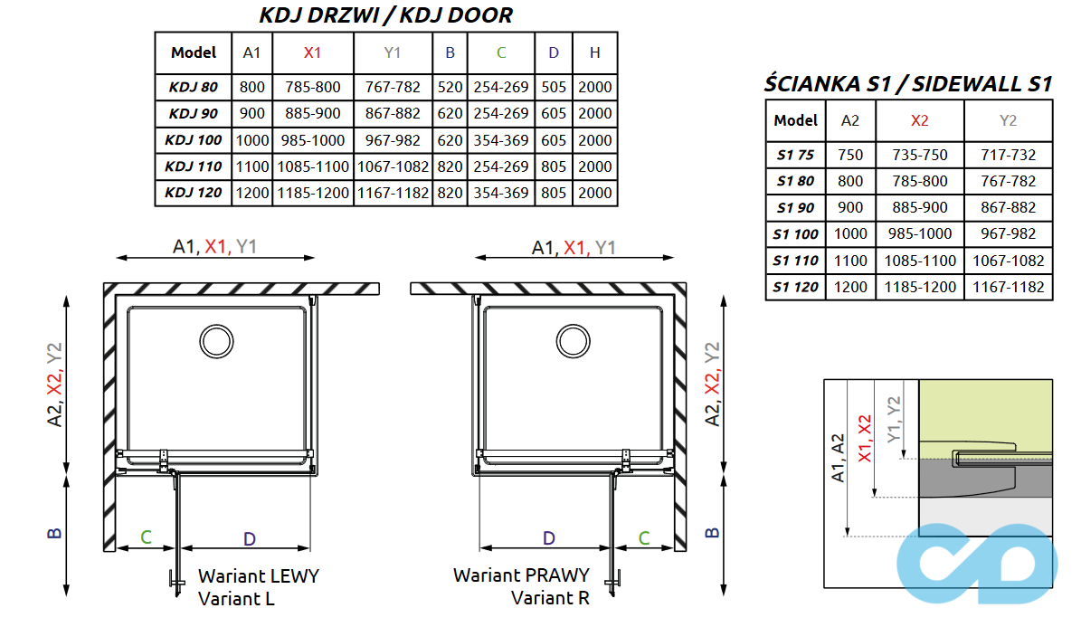 креслення Душова кабіна Radaway Essenza New KDJ 100х100 (385040-01-01L + 384052-01-01