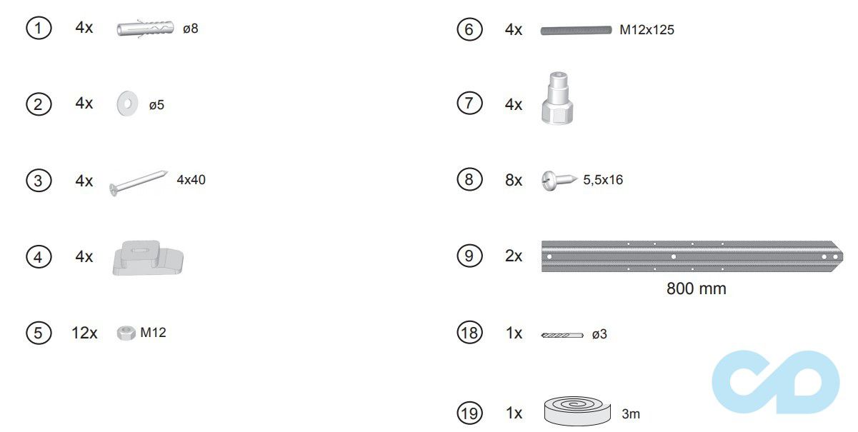 креслення Кріплення для ванни Ravak Evolution B2H000000N
