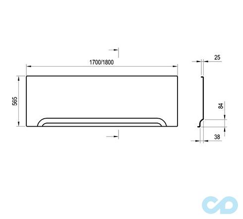 технічна схема Фронтальна панель Ravak U 170 CZ001V0A00