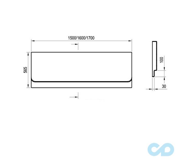 креслення Фронтальна панель Ravak CHROME 150 CZ72100A00