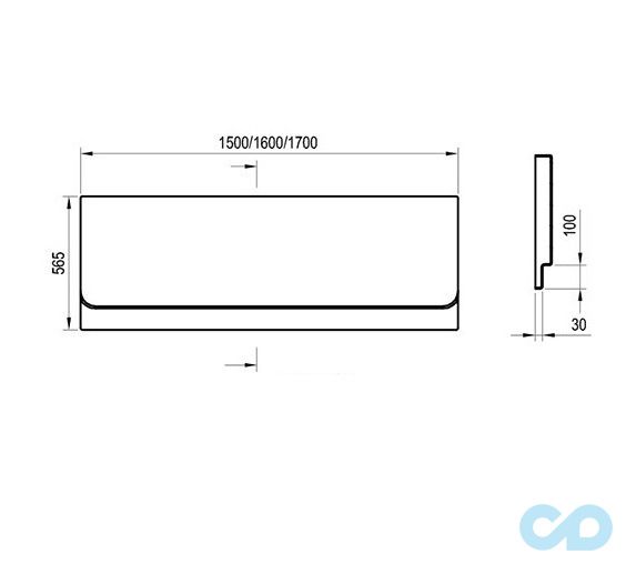 креслення Фронтальна панель Ravak CHROME 160 CZ73100A00