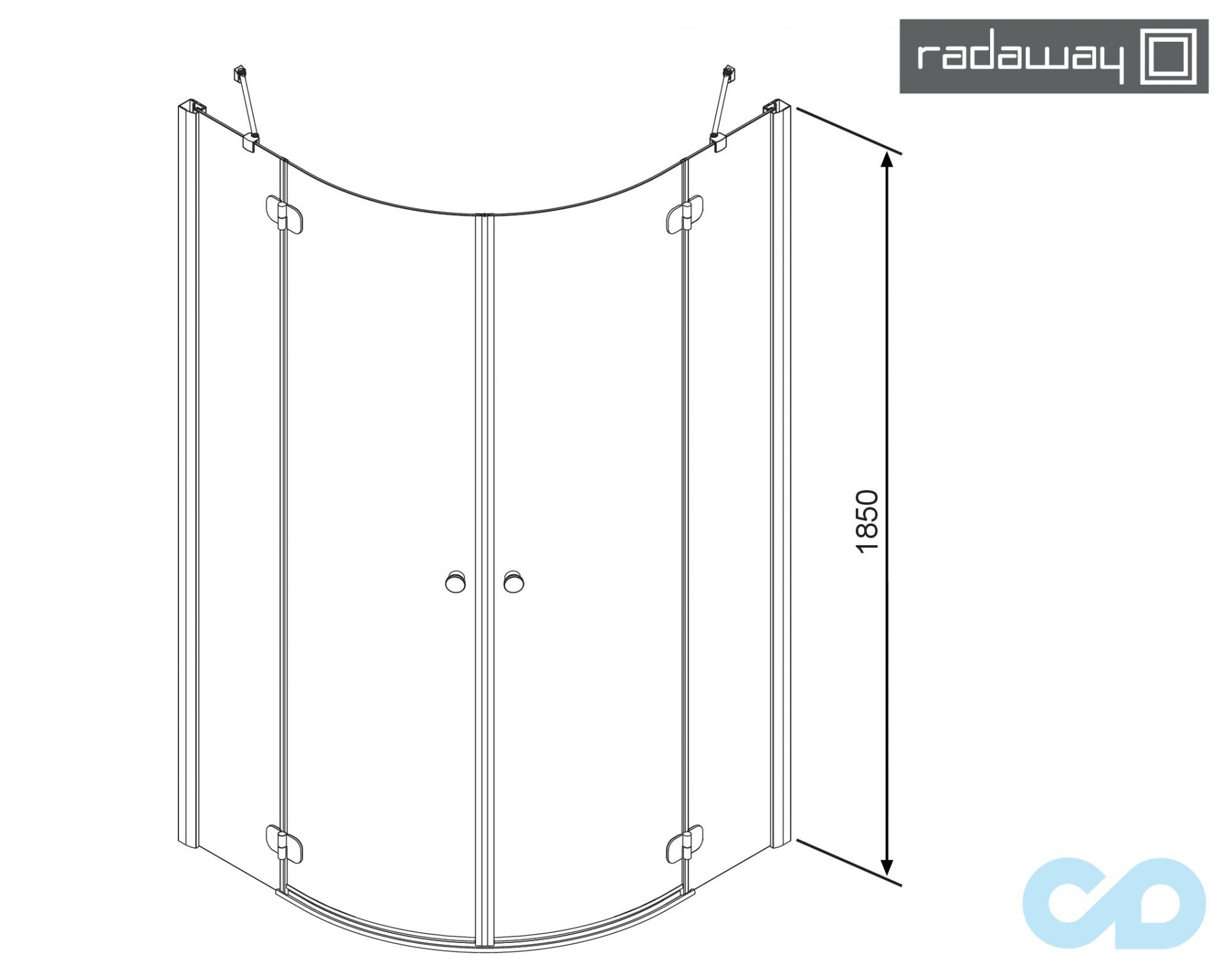 креслення Душова кабіна Radaway Torrenta PDD 90x80 31630-01-01N