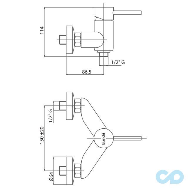 розмір змішувач для душа bianchi style nksesdsty2005sknks