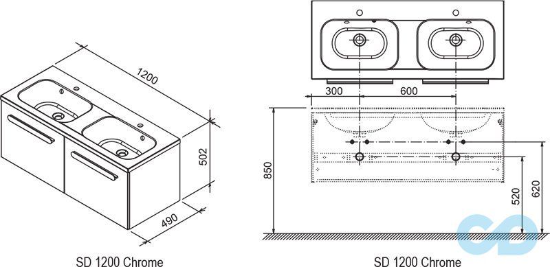креслення Тумба Ravak Chrome SD 1200 X000000536