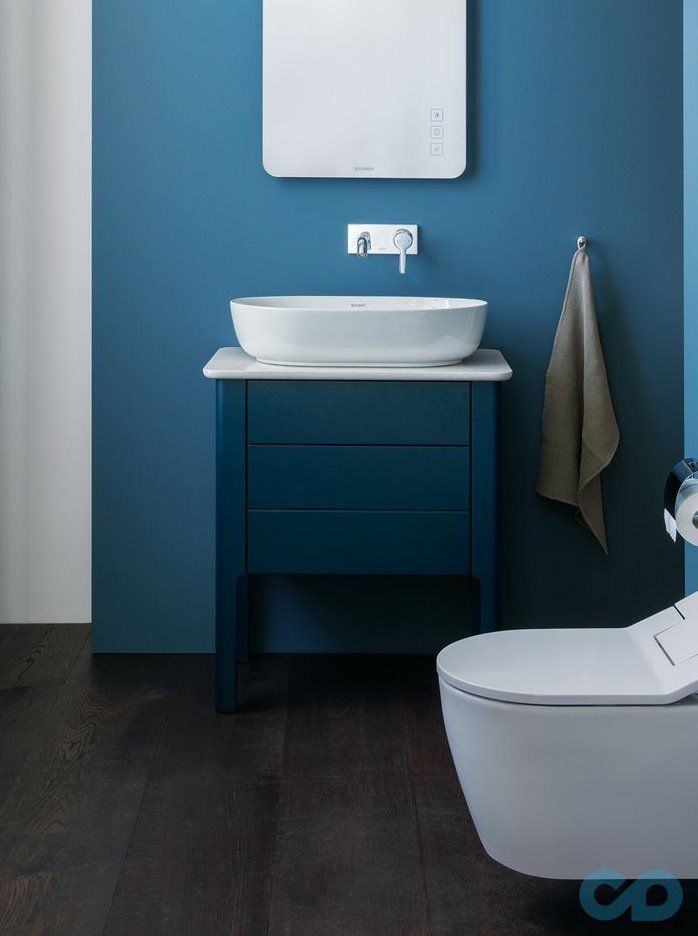 Тумба с умывальником Duravit Luv  LU9560Blue,  LU9465, 0379600000 из кварцевой столешницей