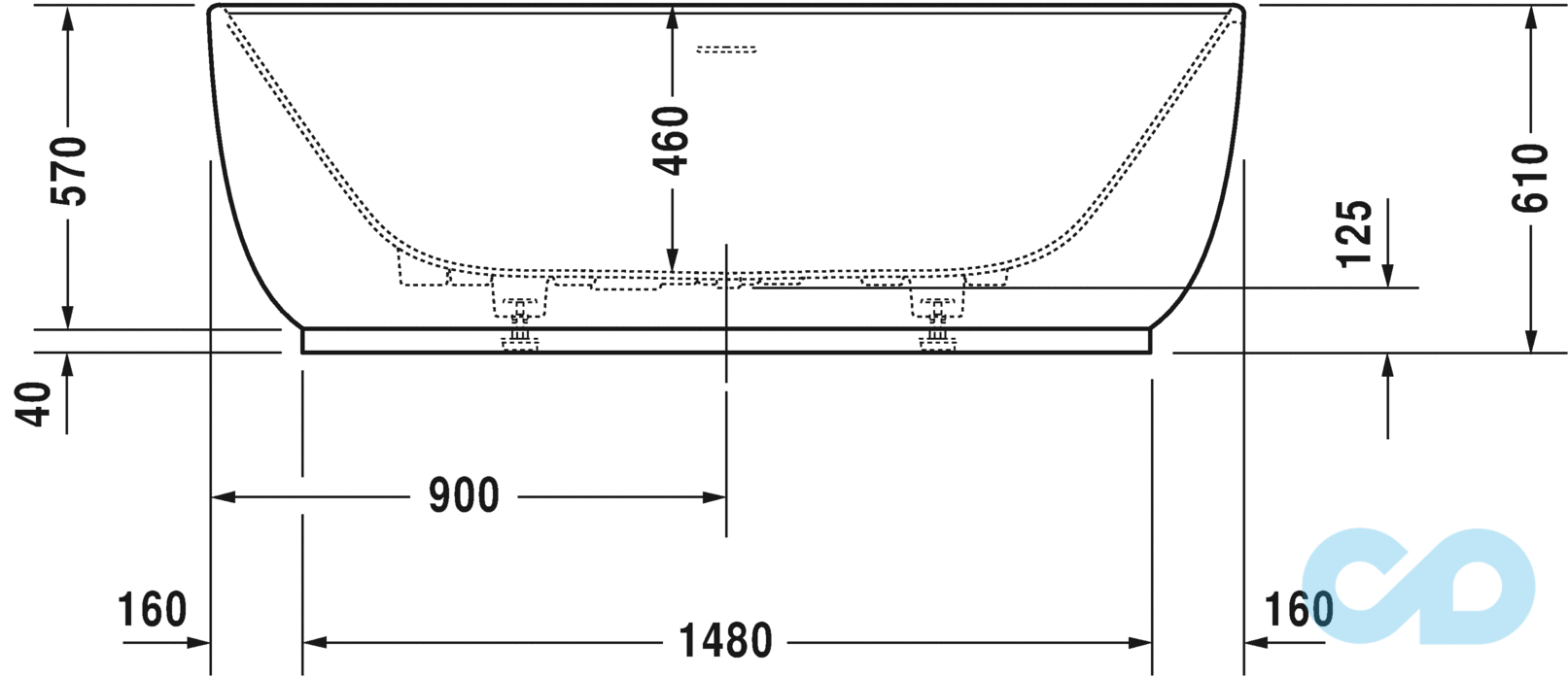 ванна окремостояча duravit luv 700434000000000 розміри