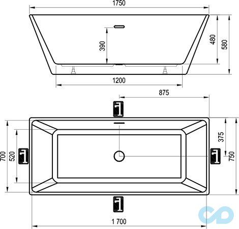 розміри ванна ravak freedom r xc00100021