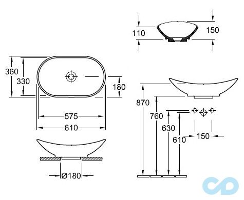 раковина villeroy boch my nature 411060r1 размеры