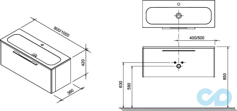 креслення Тумба Ravak SD Ring 800 + умивальник Ring 800 X000000767 + XJK01180000