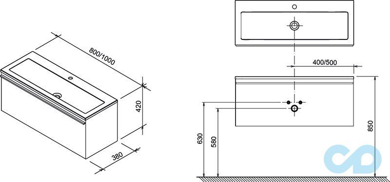 креслення Тумба Ravak SD Clear 800 + умивальник Clear 800 X000000757 + XJJ01180000