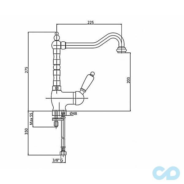 размер кухонный смеситель bianchi elite lvmelt1054011avra