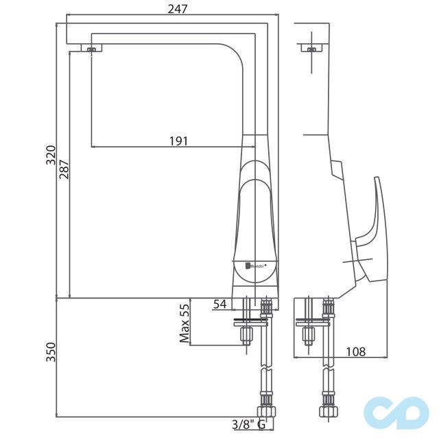 розмір кухонний змішувач bianchi plane lvmpln2001acrm