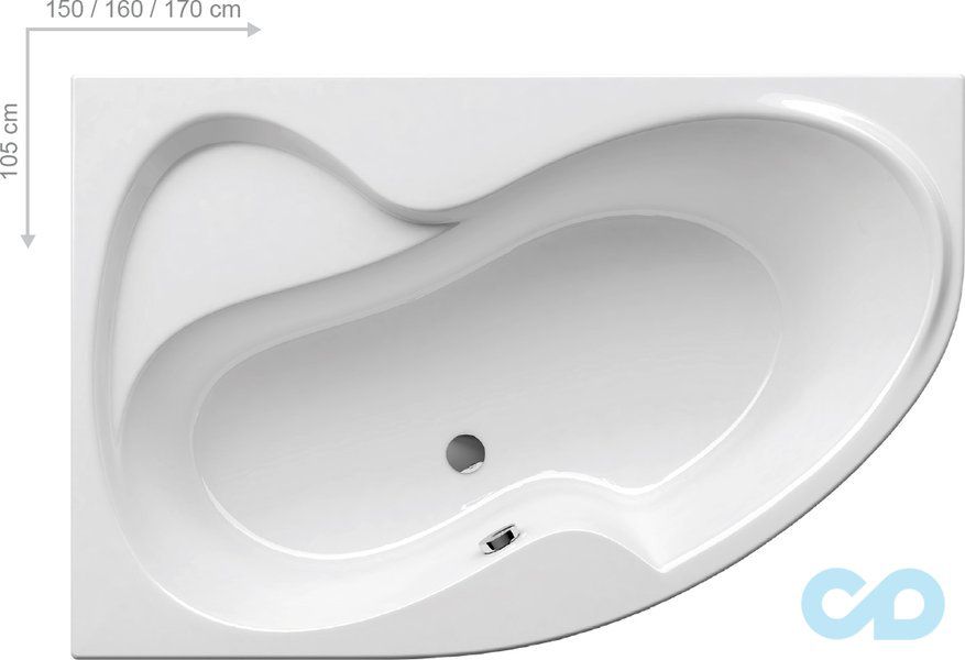 акрилова ванна ravak кутова