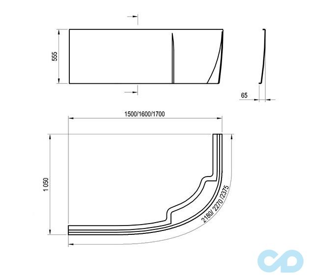 креслення Панель для ванни Ravak Rosa II L 150 CZK1200A00