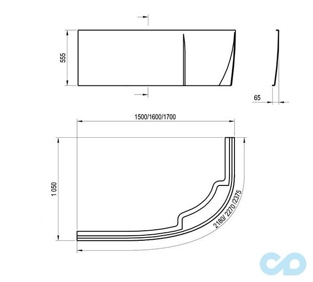 креслення Панель для ванни Ravak Rosa II R 150 CZJ1200A00